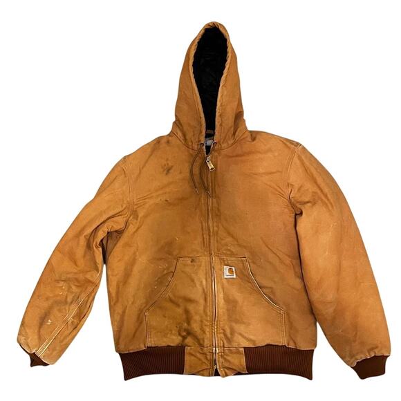 Carhartt Other - Carhartt J140 Tan Duck Hooded Jacket Mens Size M Workwear Streetwear Skatestyle